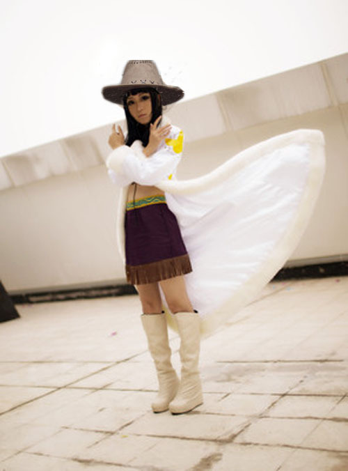 Anime Cosplay Nico Robin - Nico Robin Cosplay Kostüm Şapkalı Tüm