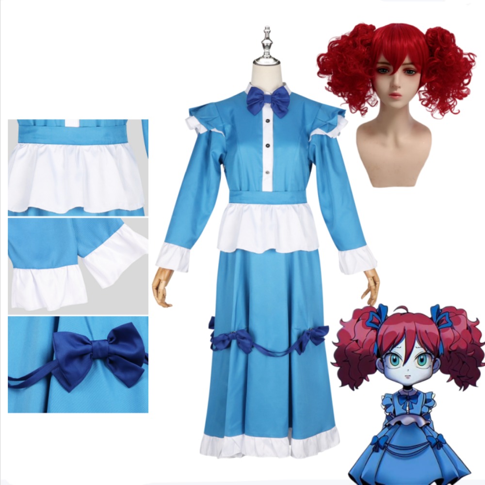Anime Cosplay Blue Hair - Haşhaş Kırmızı Saç Cosplay Kostüm Tam