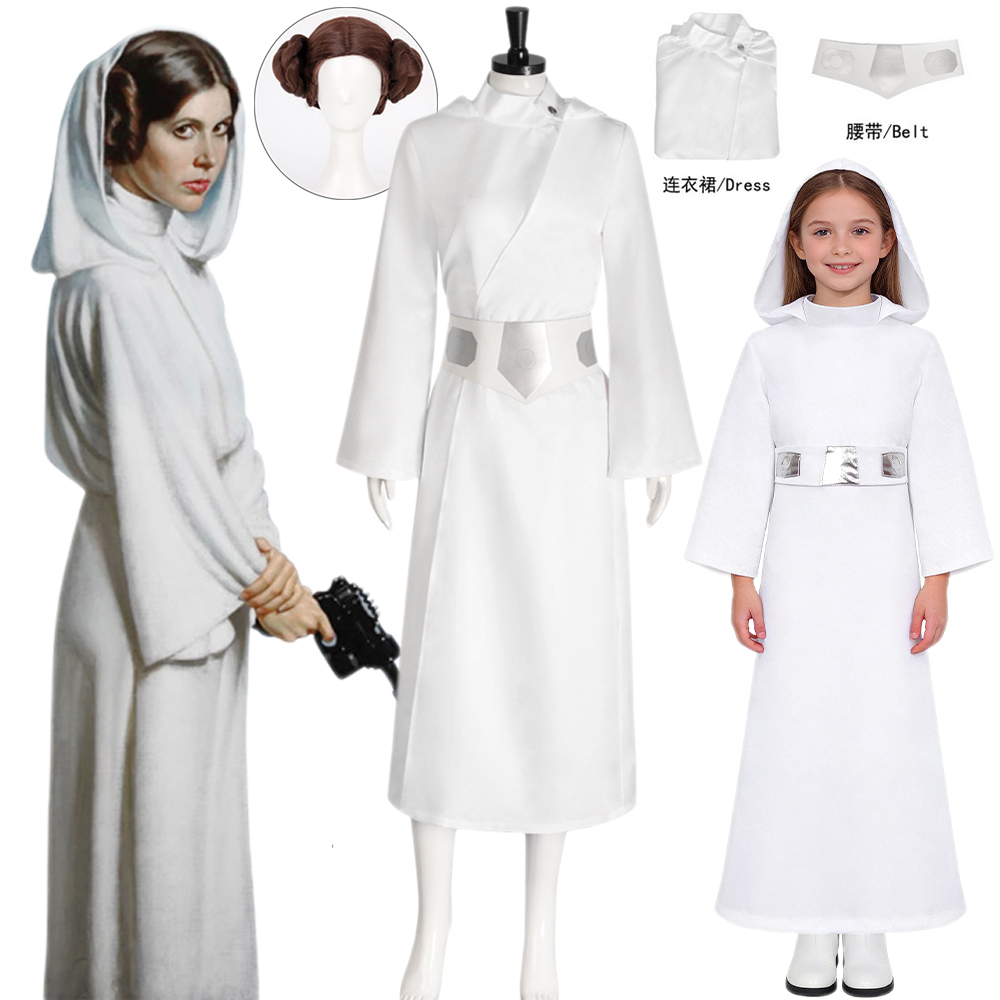 Cosplay Anime Solo - Prenses Leia Cosplay Sola Kostüm Beyaz