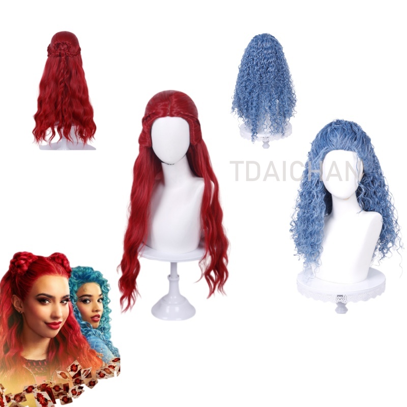 Kıvırcık Cosplay Peruk Kırmızı - Anime Cosplay Blue Hair incelemesi ve fiyatı