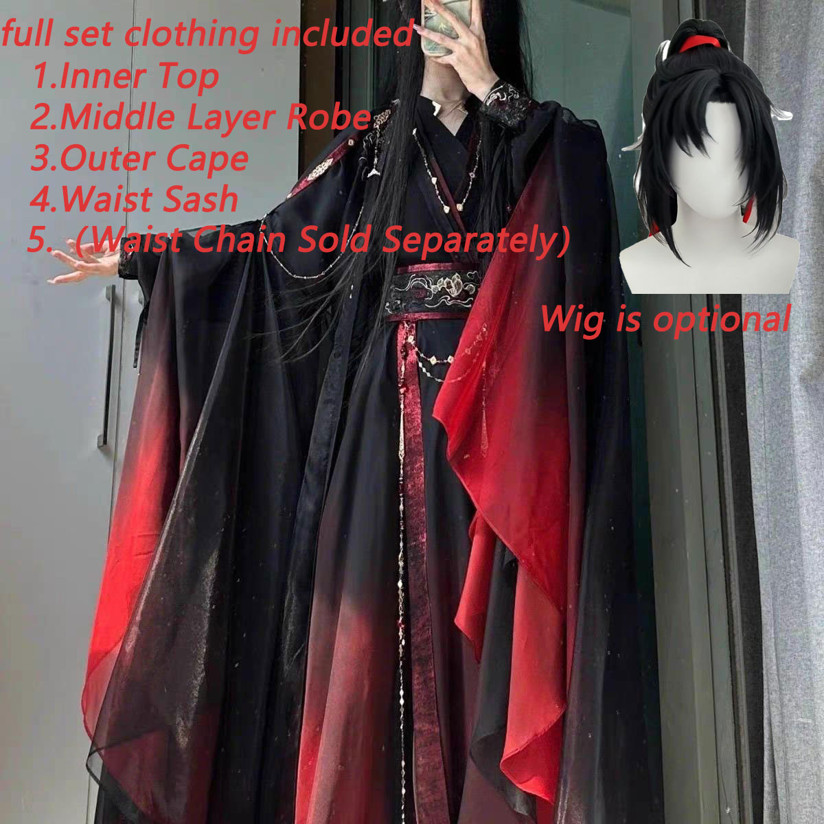 Unisex Antik Çin Xianxia Robe  - Cosplay Anime Black incelemesi ve fiyatı